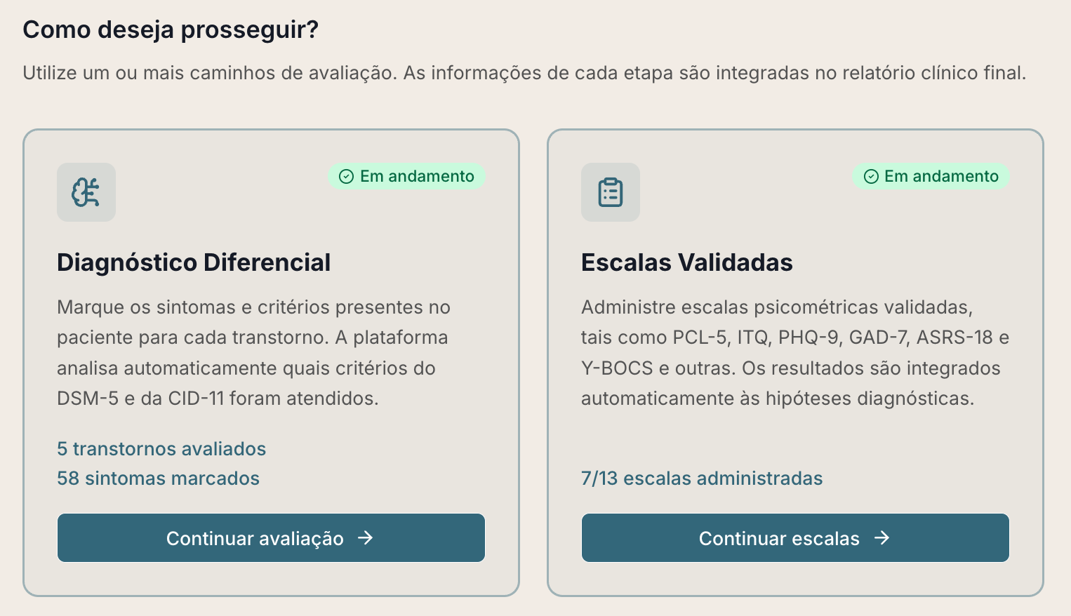 Avaliação — Diagnóstico Diferencial & Escalas